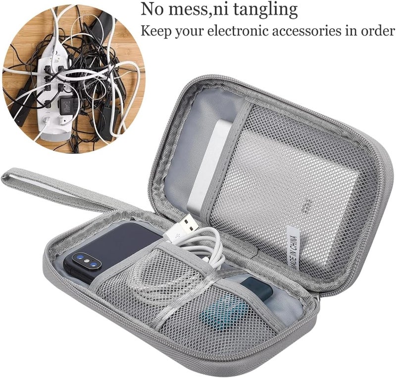 CAAORDKSO Cord Organizer Travel Cable Organizer Bag Tech Electronic Organizer Travel Case, Waterproof Electronic Accessories Pouch Bag for Cable, Cord, Charger, Phone, Power Bank, Earphone(Light Grey) - Image 4